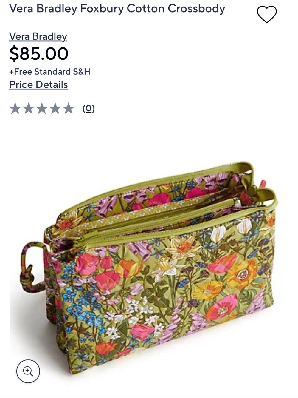 Vera Bradley Olive Floral Multi-Color Cotton Crossbody